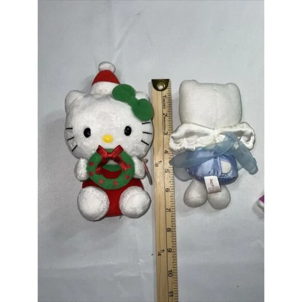Christmas Hello Kitty Ty Beanie Baby Santa‎ Hat Bow & Wreath 2011 & 2000 Angel